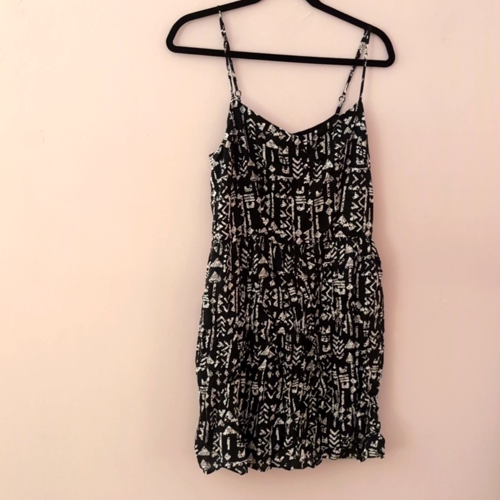 Aqua mini dress, black/white, size Large